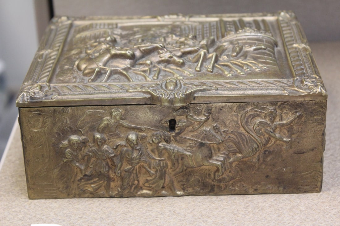 Antique Bronze or Brass Heavy Box (1 of 10)