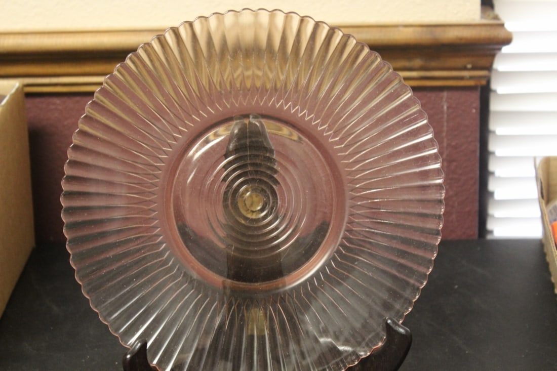 A Pink Depression Plate: 10 1/2" in diameter