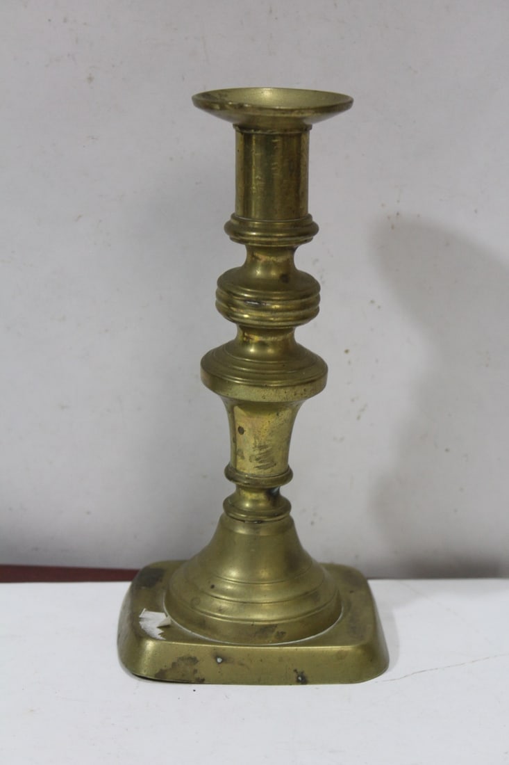 A Single Brass Candleholder: 7" tall