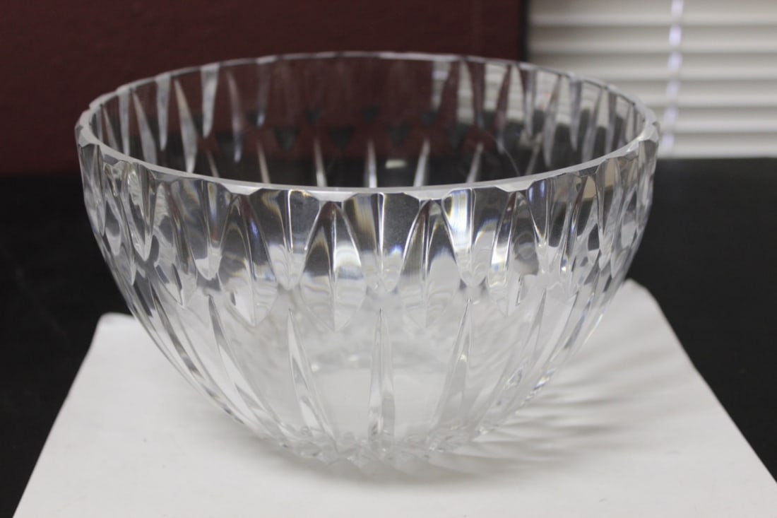 A Cut Glass Bowl: 5 1/4" tall x 9" in diameter