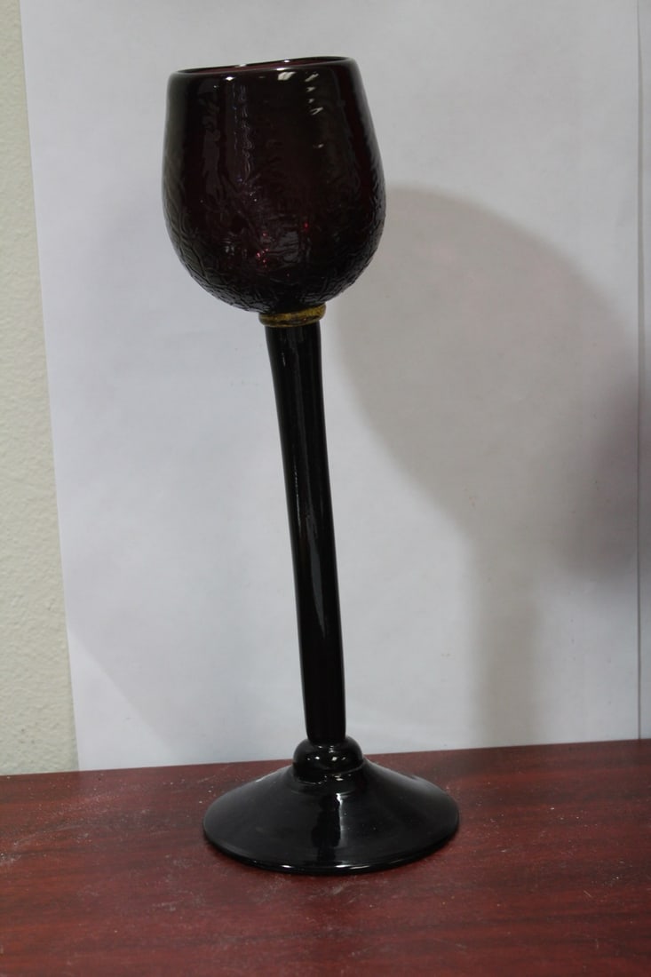 An Amethyst Glass Goblet: 13 1/4" tall