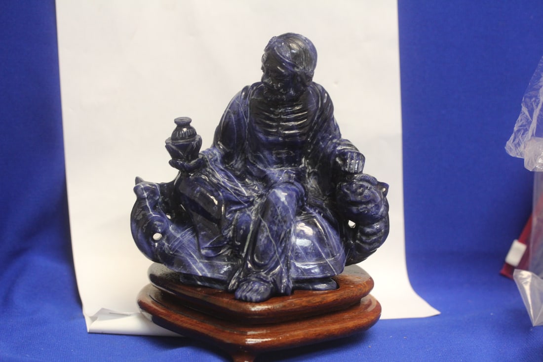 Lapis Lazuli Statue: Probably 1940's Chinese - 6" across good size