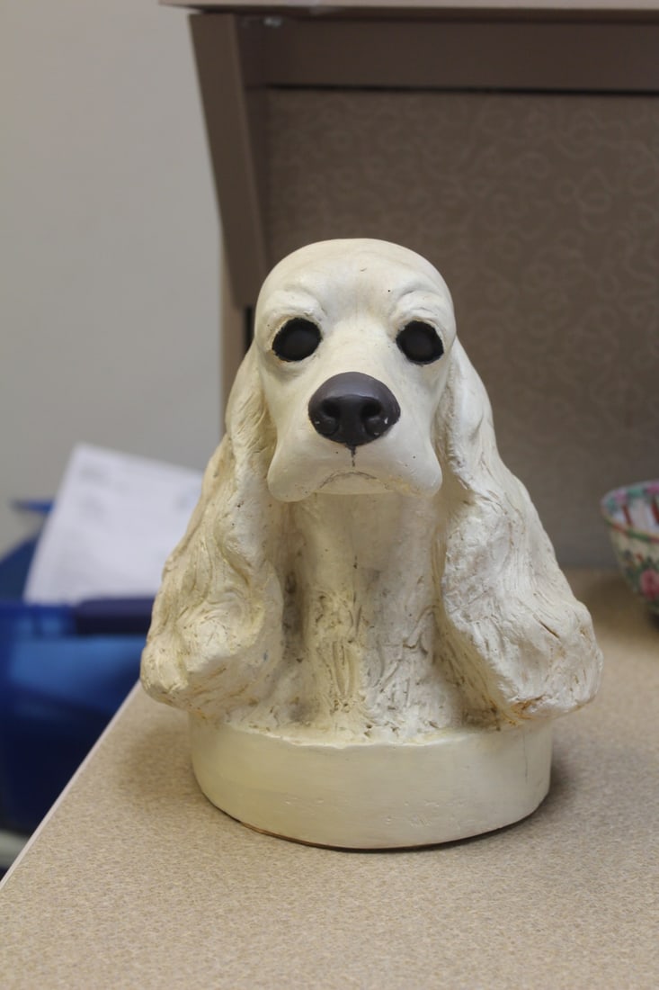Signed Norbill Bust of a Dog Head: 9 inches tall