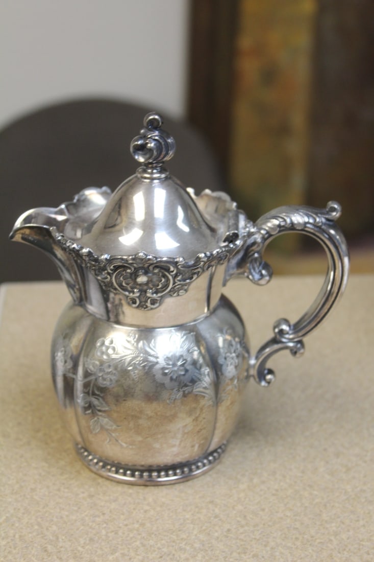 Cox Silverplate Creamer: 6 3/8" tall