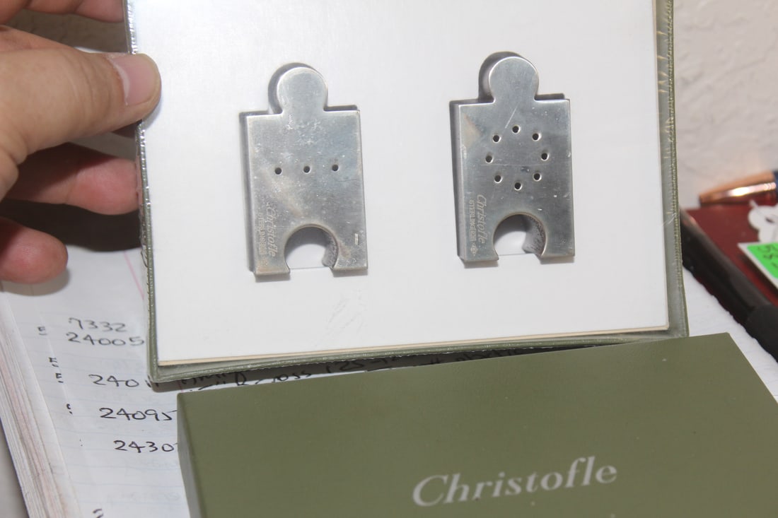 Sterling Christofle Salt and Pepper Shakers: very rare - modern style shakers - still sealed - boxed