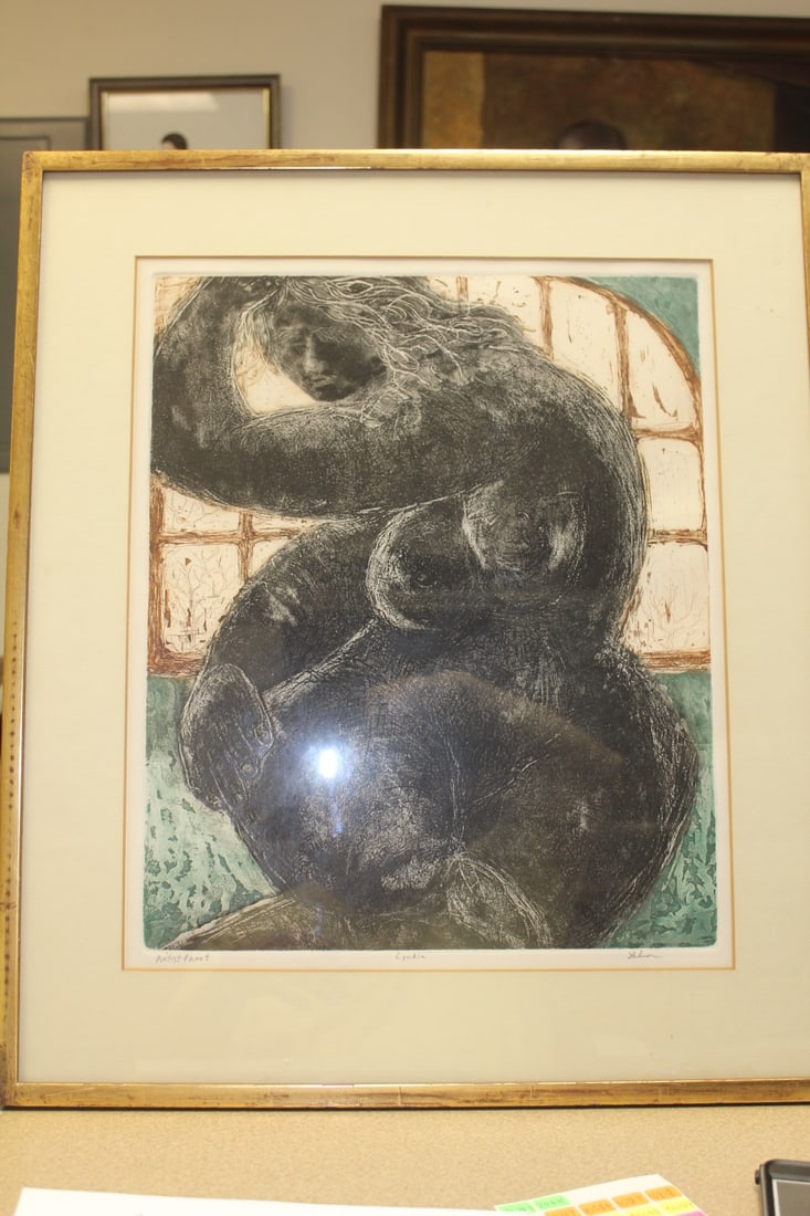 Framed Nude Lithograph by Lehman: artist proof - 25 1/8" x 22"