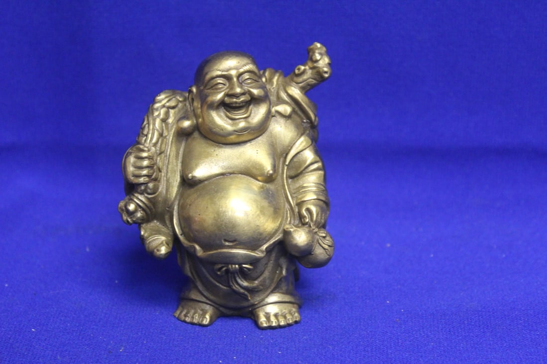 Metal Laughing Buddha: 3 3/4" tall