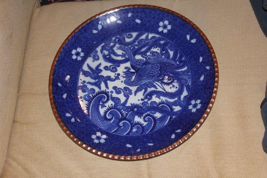 Japanese Blue and White Imari Charger: Antique - 19th century - 14 3/8" in diameter