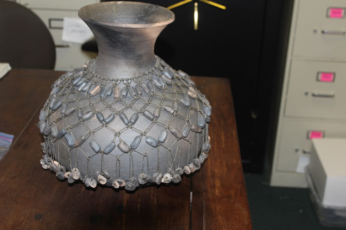 A Signed Jensen Pottery: most likely Raku Pottery - please note: one chip on the rim - large size - 12 3/4" x 11" wide