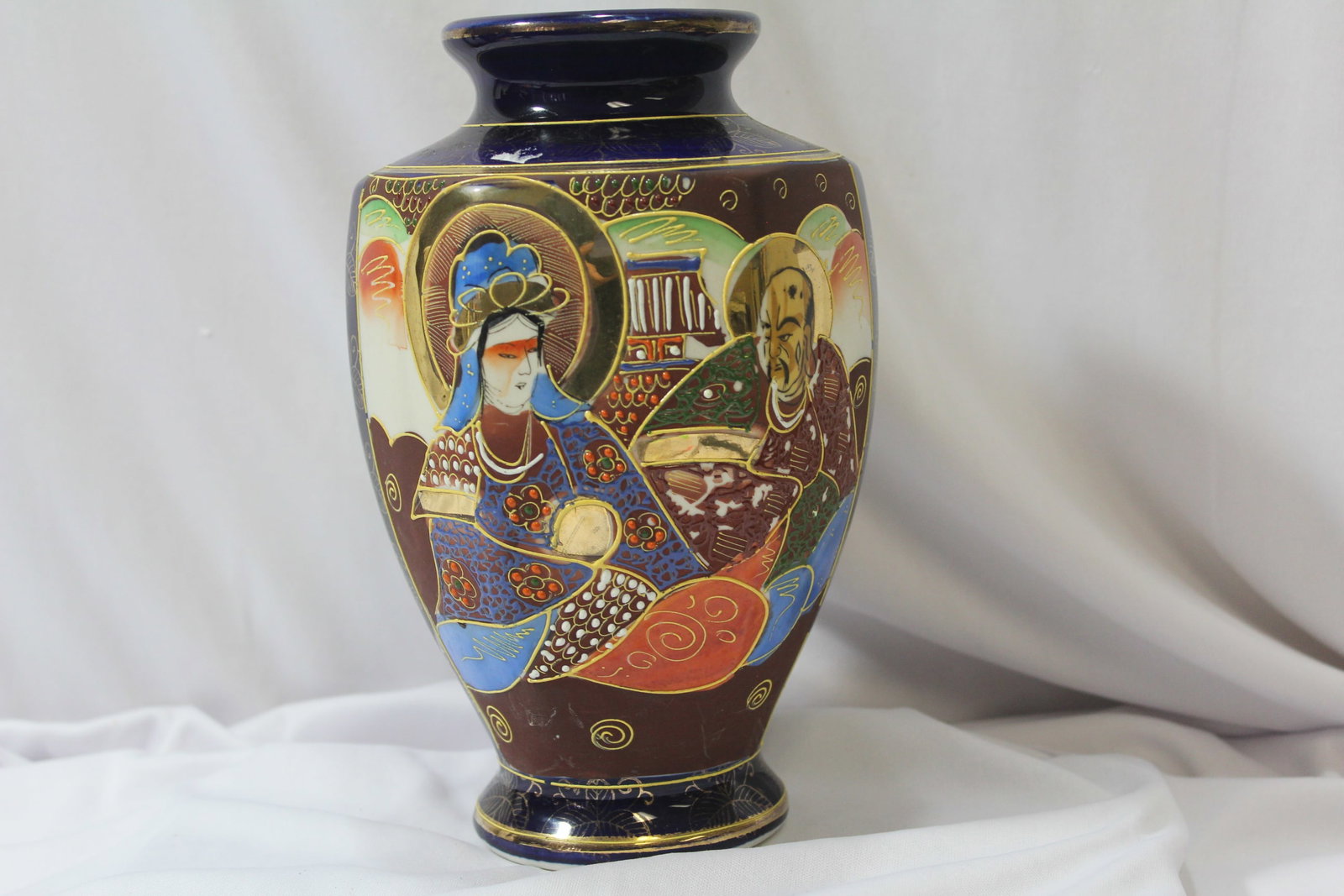 A Satsuma Style Japanese Vase: 8 3/4" tall