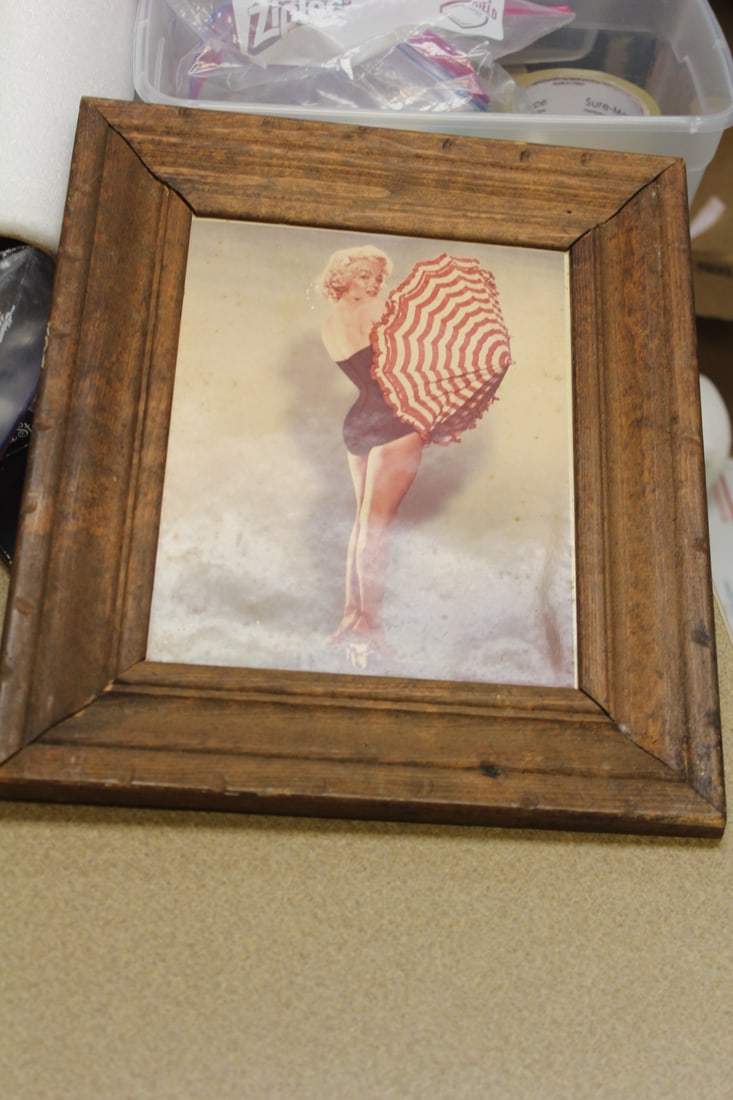 Old Framed Marilyn Monroe Print: or poster - overall= 14 1/2" x 12 1/4"