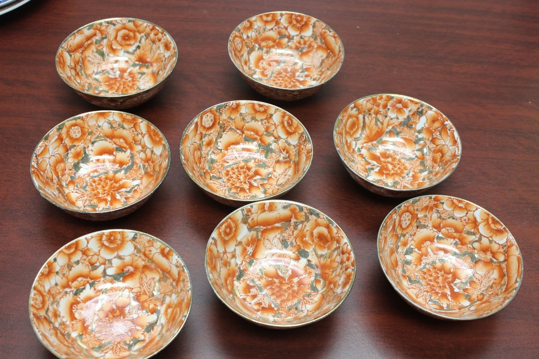 Lot of 8 Chinese Bowls: Marked on the bottom - 4 1/2" in diameter