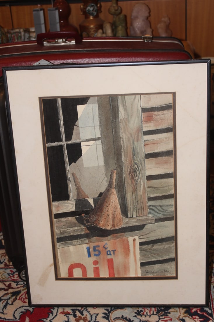 Framed Watercolour by Louis Yeshnick: overall= 24 1/4" x 18 1/8"