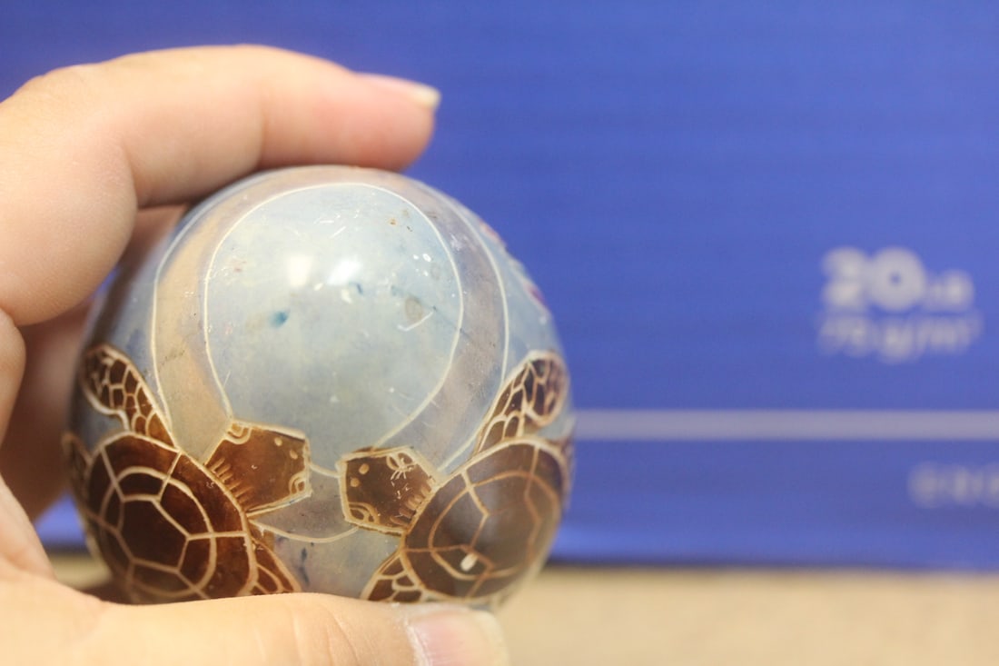 Carved Turtle Stone Egg - 6