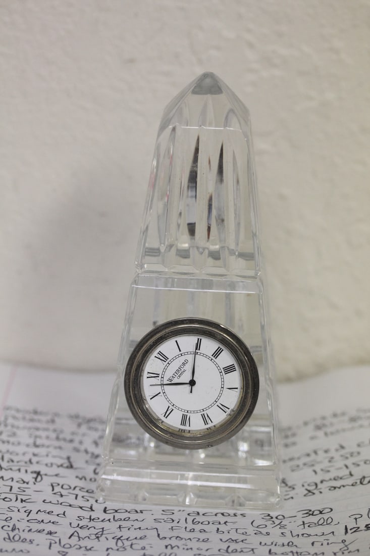 Waterford Clock: please note: needs battery and no crystal on dial - 6 inches tall