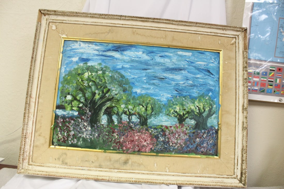 An Oil on Canvas Board Painting: unsigned - 29" x 21 3/4"
