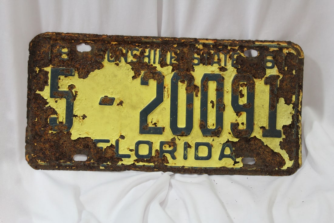 A 1961 Florida License Plate: 12" long