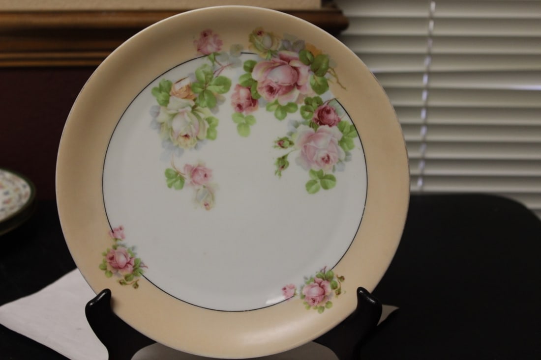 A Vintage Hand Painted Plate: 9 1/2" in diameter