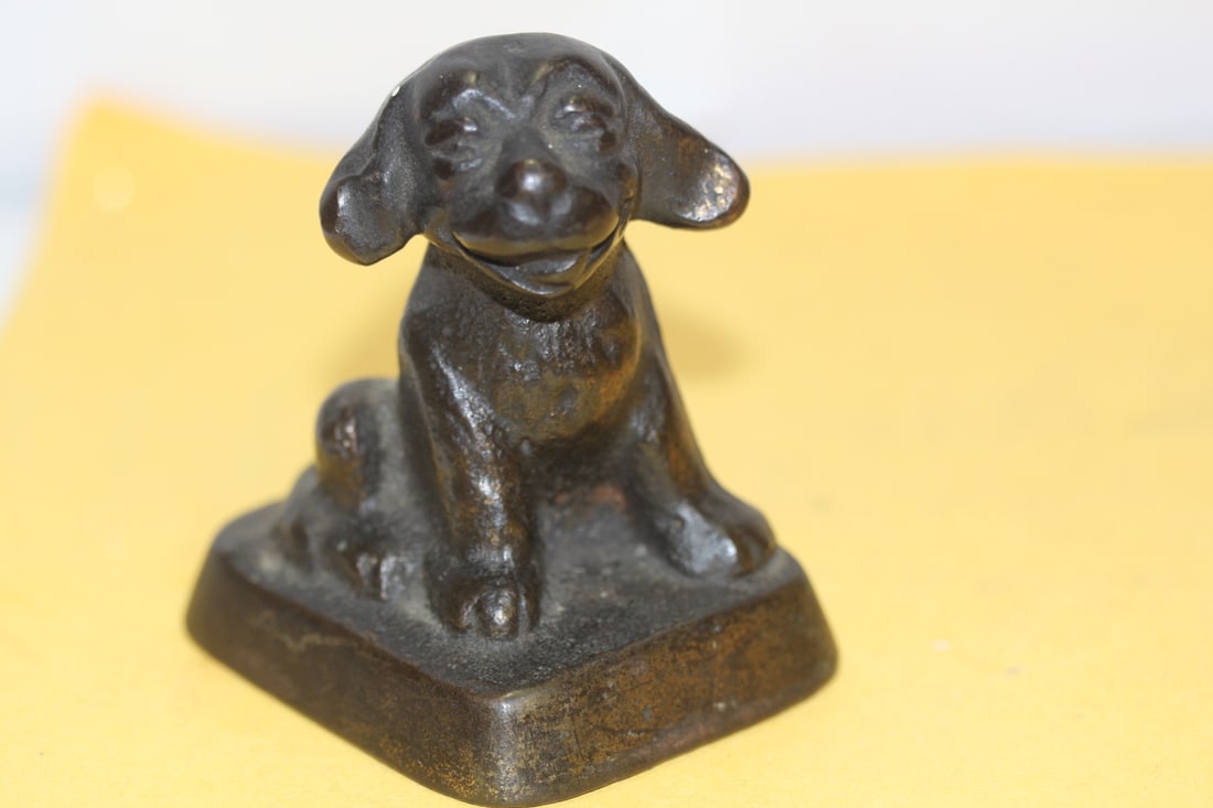 A Solid Bronze Dog Figure: antique - only 2 7/8" tall