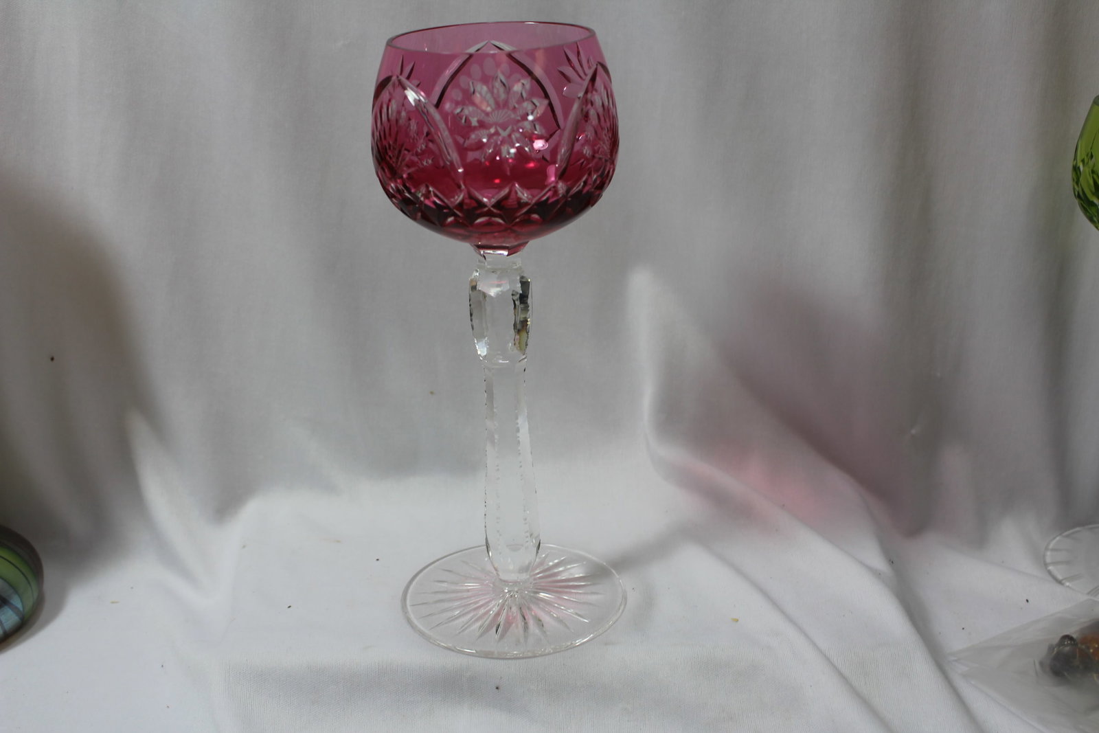 A Cut Glass Goblet: 8 7/8" tall