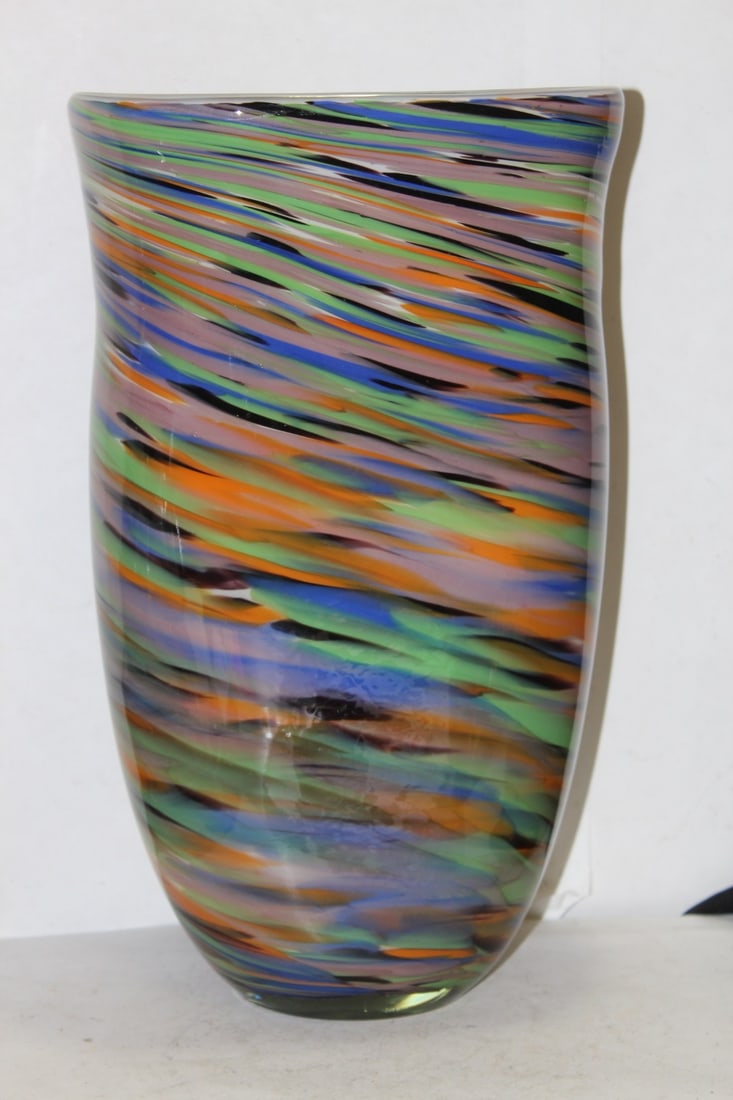An Artglass Vase: 12" tall