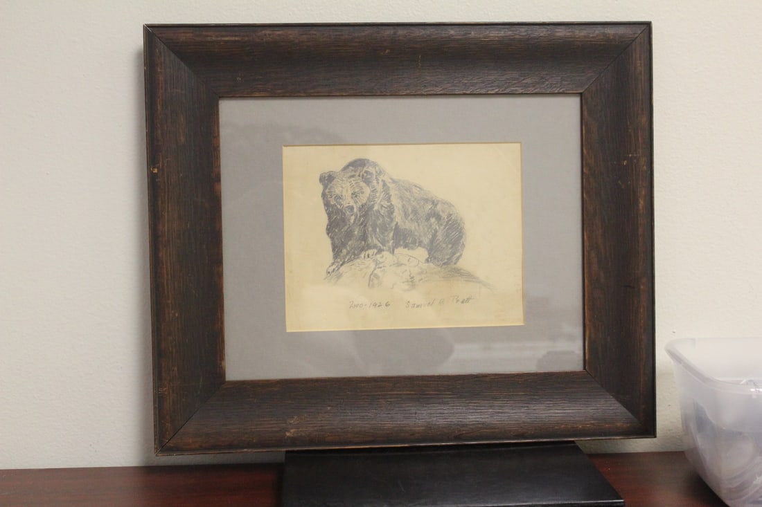 An Etching By Listed Artist Samuel Baldwin Pratt: overall= 18" x 15" - sight= 8 1/2" x 6 1/2" - dated 1926 - old oak frame