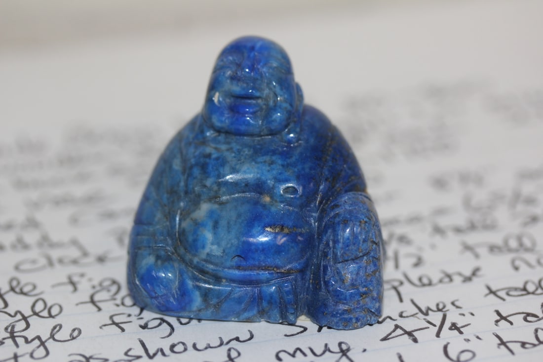 Small Chinese Lapis Buddha: 1 1/2 inches tall