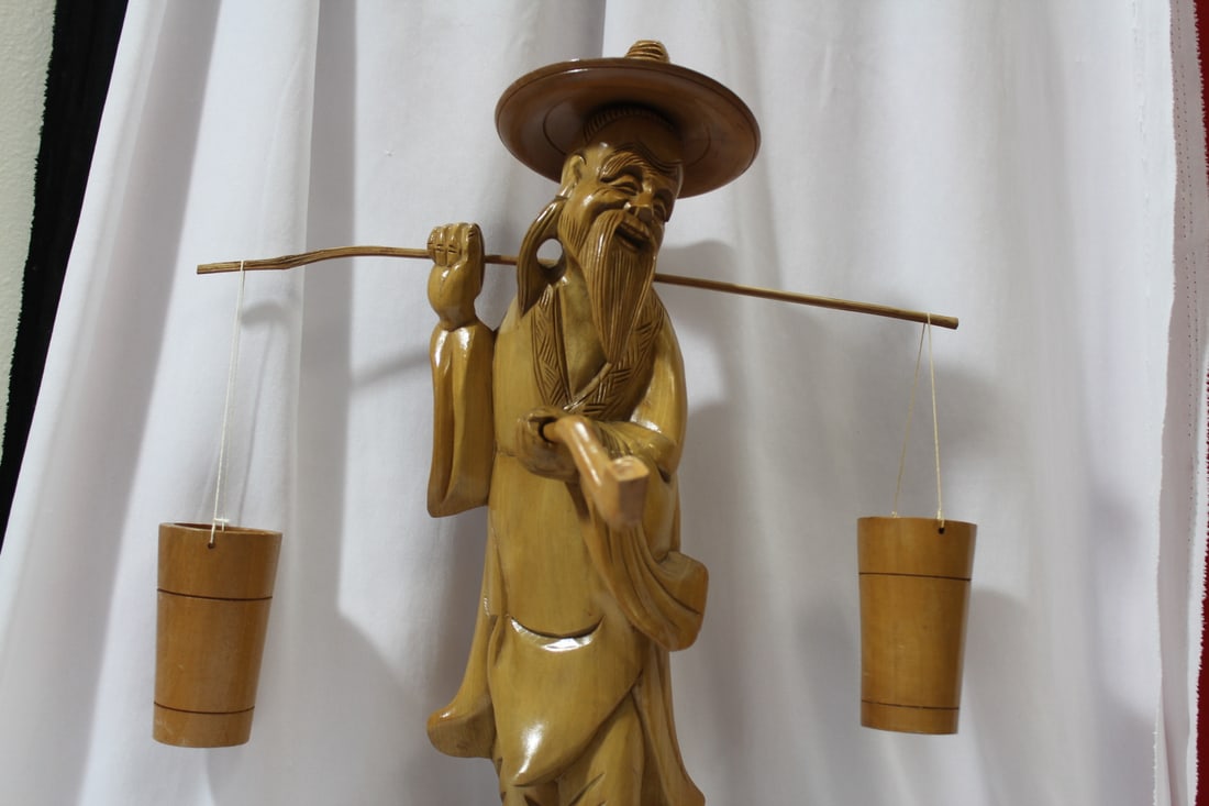 A Wooden Chinese Fisherman: 17 1/2" tall