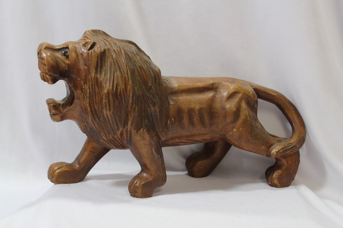 A Carved Lion: 12" long