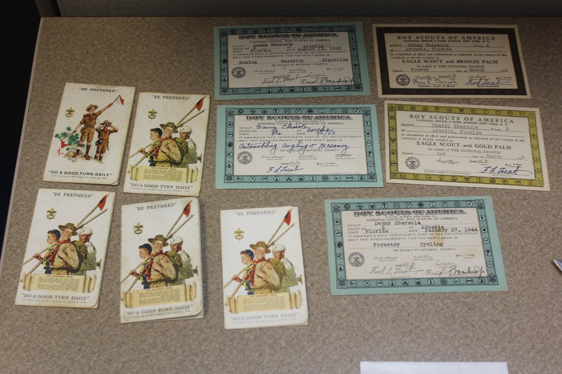 Vintage Boy Scout Collectibles: to include cards and some sort of certification and mailing envelope - rare