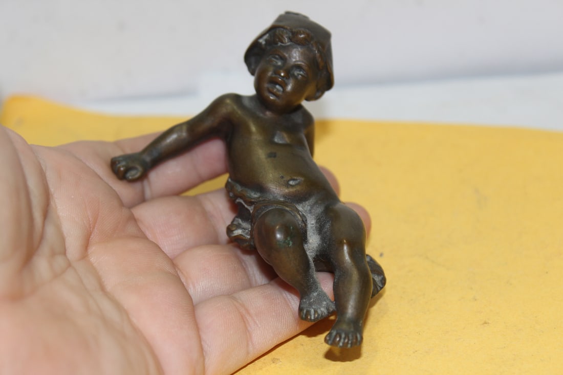 A Signed Solid Bronze Baby Figure - 6