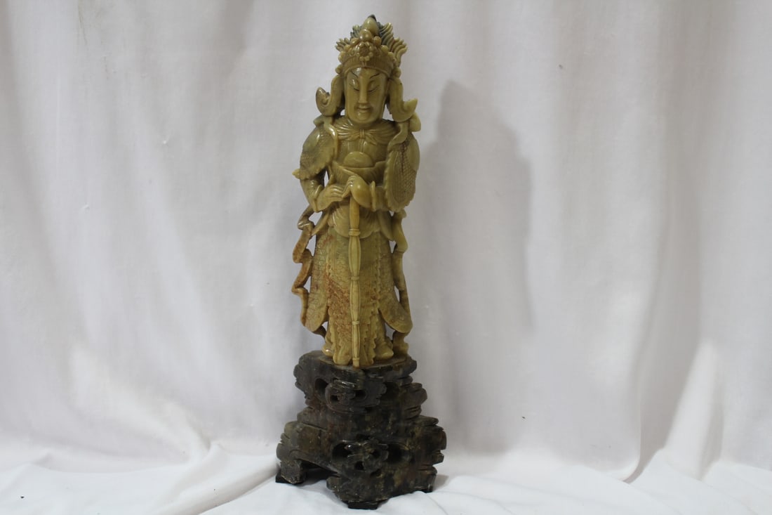 A Nicely Carved Chinese Soapstone: 12 3/4" tall