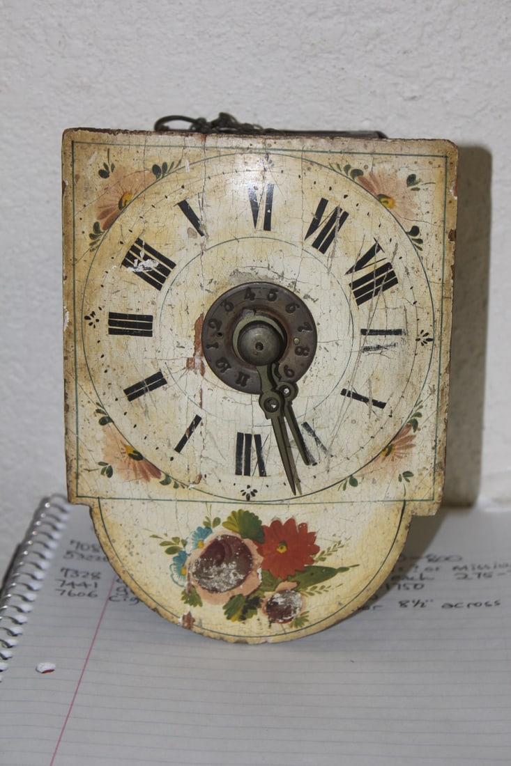 Antique Clock: face= 6 5/8" across - as found
