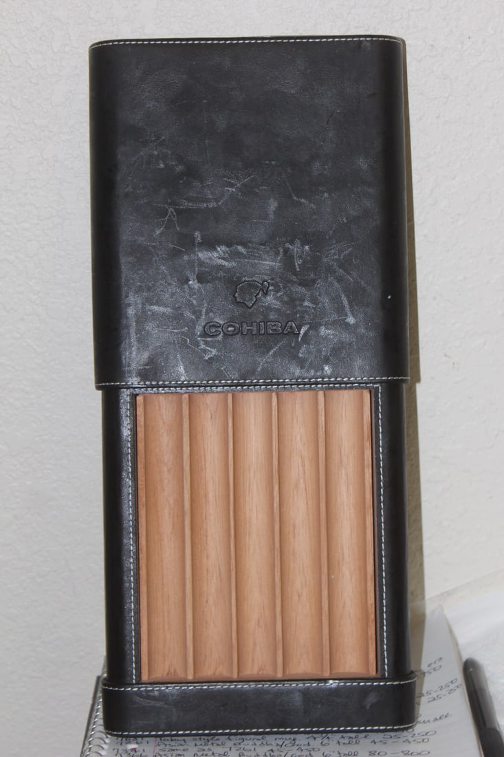 Cohiba Leather Cigar Case: 8 3/8" across when folded