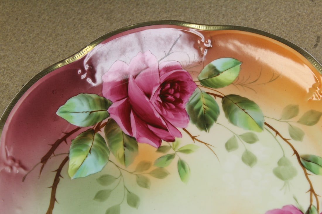 Hand Painted Rose Pattern Charger - 2