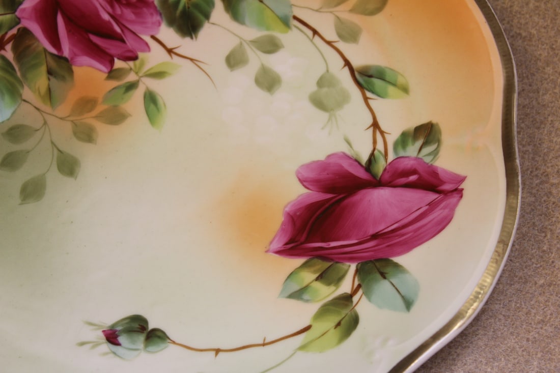 Hand Painted Rose Pattern Charger - 3