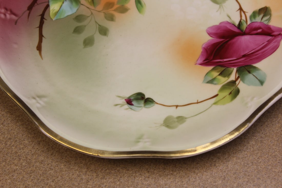 Hand Painted Rose Pattern Charger - 4
