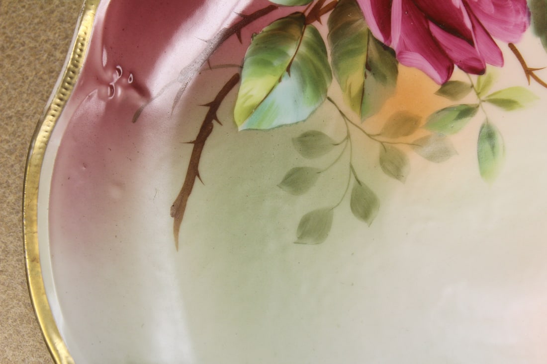 Hand Painted Rose Pattern Charger - 5