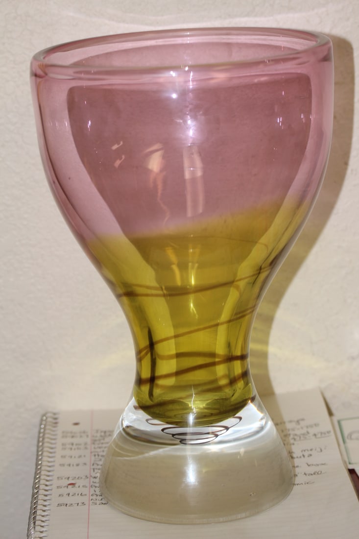 Art Glass Chalice: large size= 11 3/8" tall by 7 1/4" wide