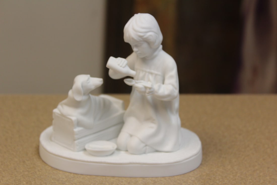 Norman Rockwell Franklin Mint Bisque Figurine: "The Nurse" - 5" across