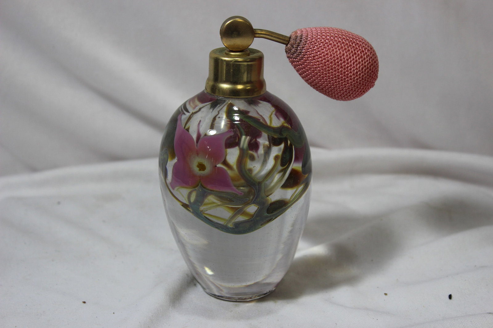 A Rare Signed Dan Bagwell Artglass Parfume Bottle: with atomizer - 5 3/8" tall