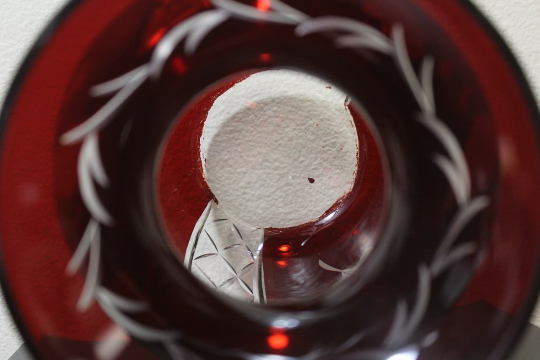 A Ruby Red Cut Glass Vase - 5
