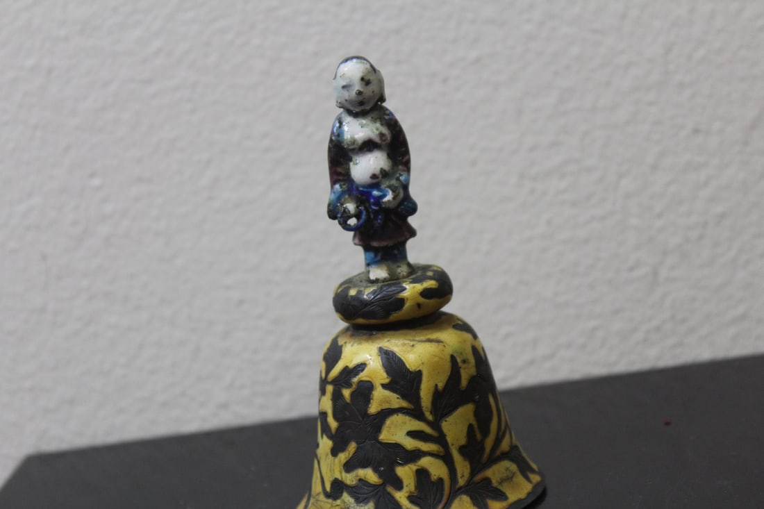 A Chinese Cloisonne Bell: most likely 19th century - pPeking glass clasp - 4 3/4" tall