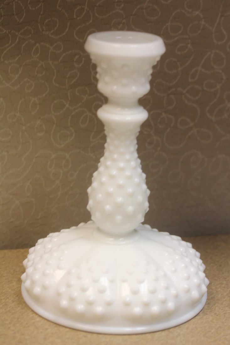 Milk Glass Candle Holder: 7 1/4" tall