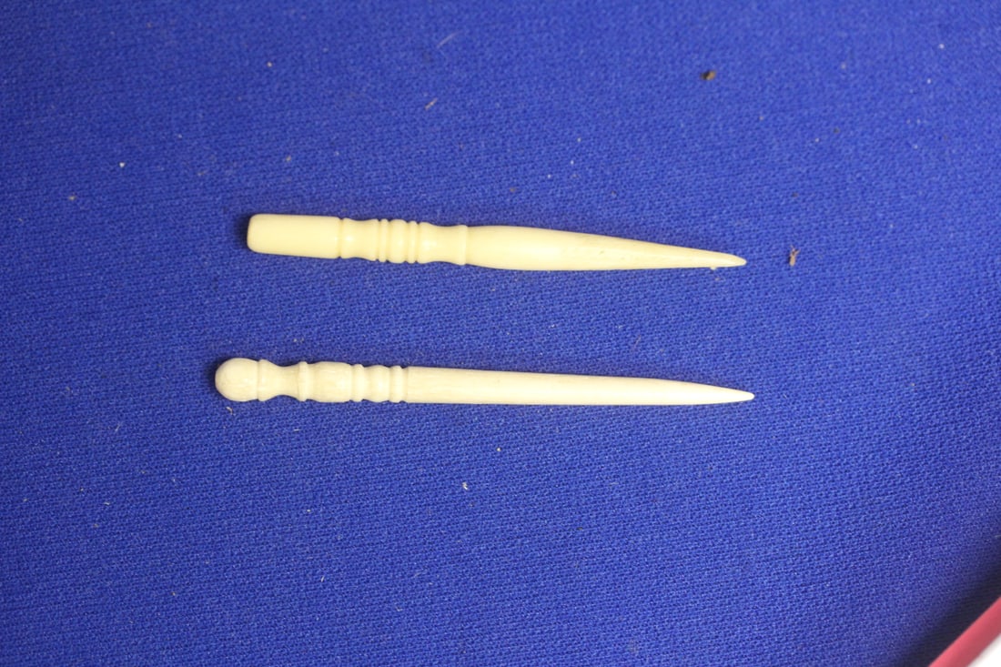 Lot of 2 Bone Toothpicks: longer= approximately 3 inches