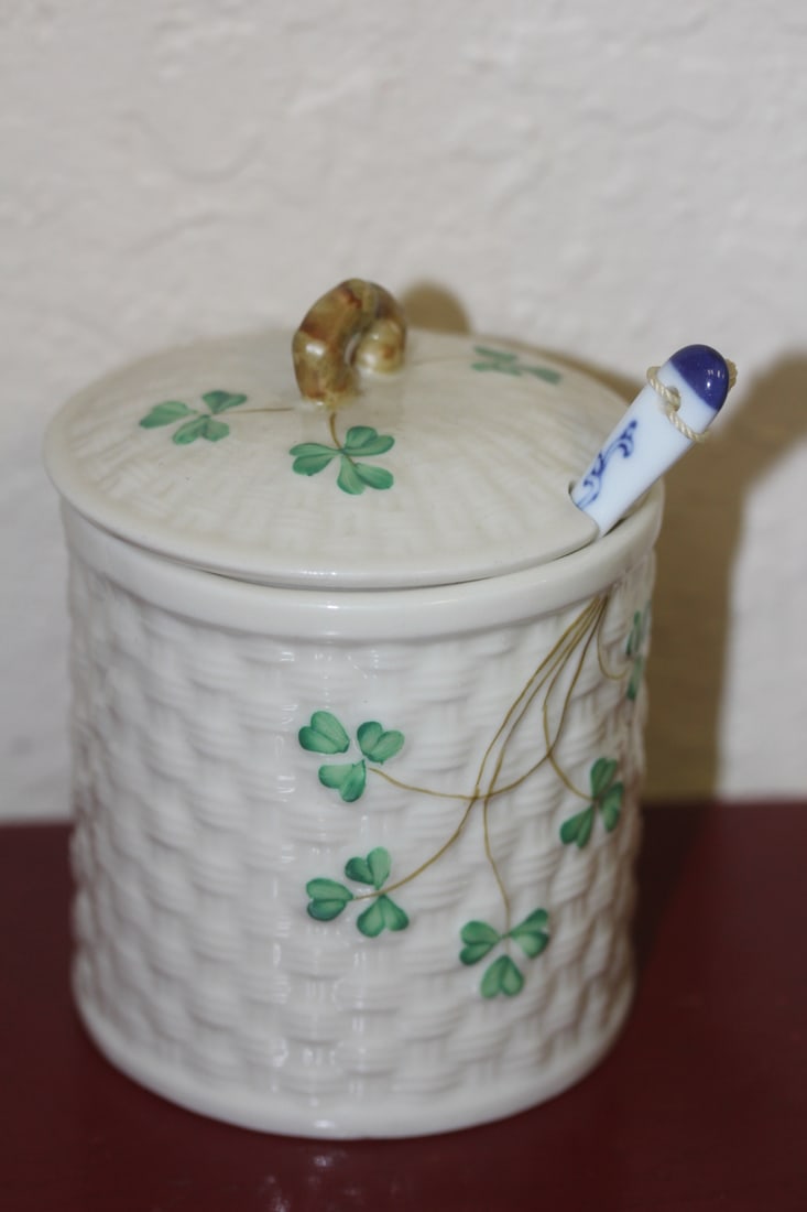 Belleek Container with Spoon
