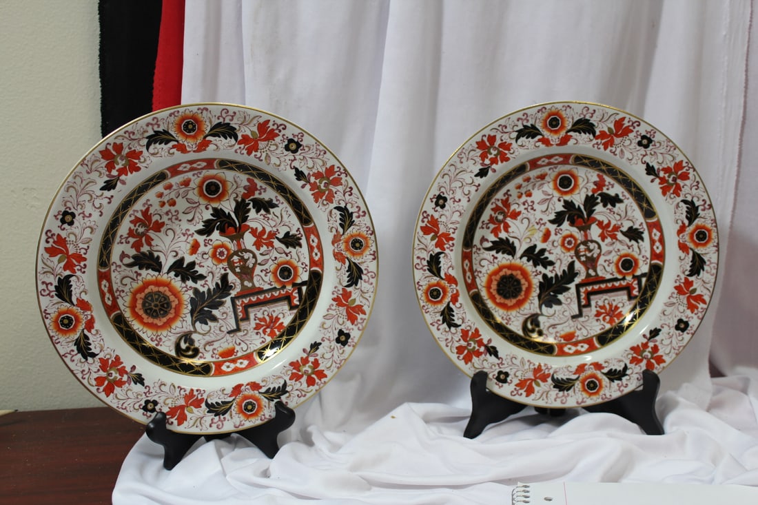 A Pair of Real A Bros Ironstone Flat Soup Bowls: 10 1/4" in diameter each