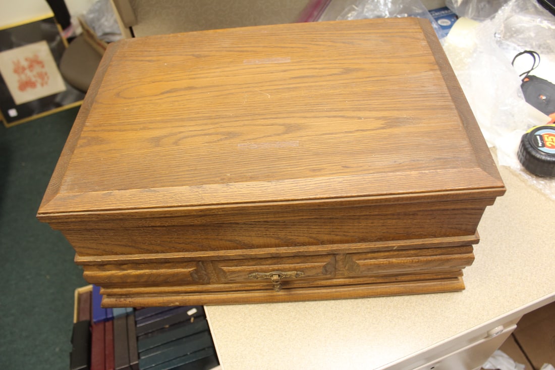 Wooden Utensil Cabinet: 17 1/2" across