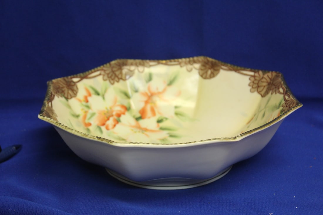 A Nippon Porcelain Bowl: 10 3/8" in diameter