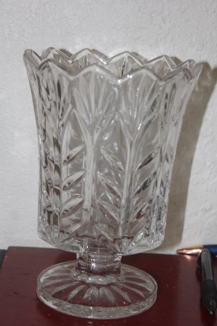 Press Glass Candle Holder: 7 3/8" tall